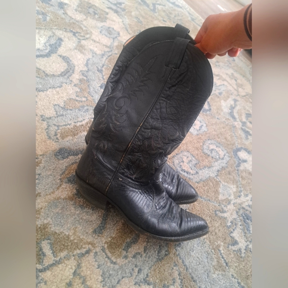 Black Crocodile Leather Cowboy Boots